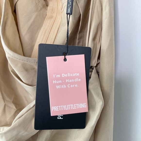 PrettyLittleThing Stone Strappy Cut Out Knotted Skirt Midaxi Dress Size 2 - Picture 2 of 15